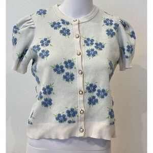 FORWARD Young Contemporary Textured Floral Cardigan Cottage Sweater‎ L Retro Y2K